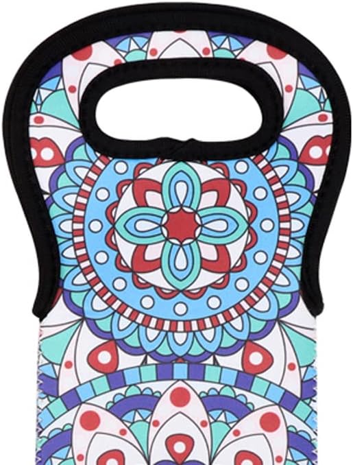 [3 Pack] Neoprene Wine Tote Bags – Colorful Geometric Print Reusable Bottle Carriers, Shockproof & Insulated, Fits Wine, Champagne & Liquor Bottles, Size 4.7" W x 15" H