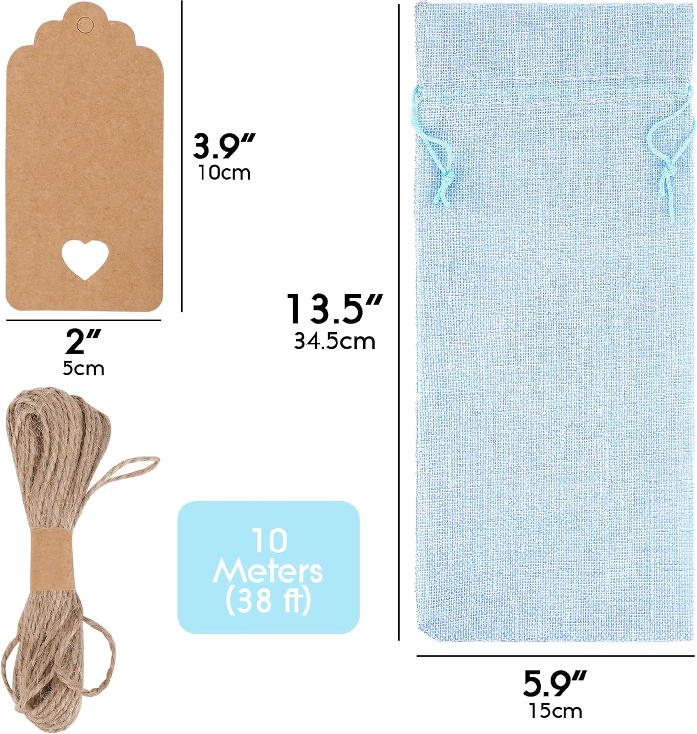 [Wine Gift Bag Set] 13.5x5.9 inch Burlap Drawstring Wine Bags with 10m Jute Twine & Kraft Tags – Eco-Friendly Rustic Bottle Bags for Wine, Champagne & Holiday Gifting