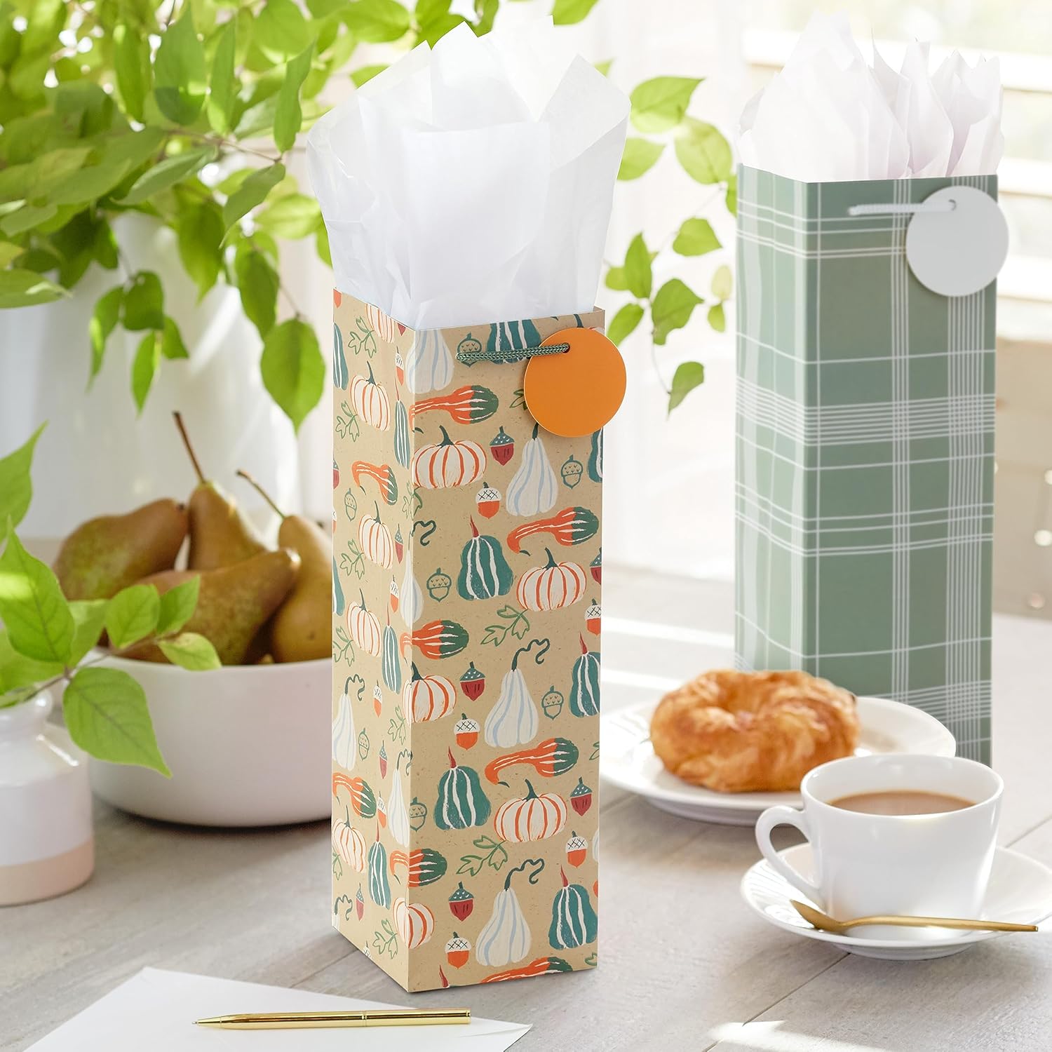 [4x4x13 inch] Wine Gift Bags – Sturdy Paper Bottle Bags with Handles, Eco-Friendly Reusable Bags for Wine, Champagne & Holiday Gifting