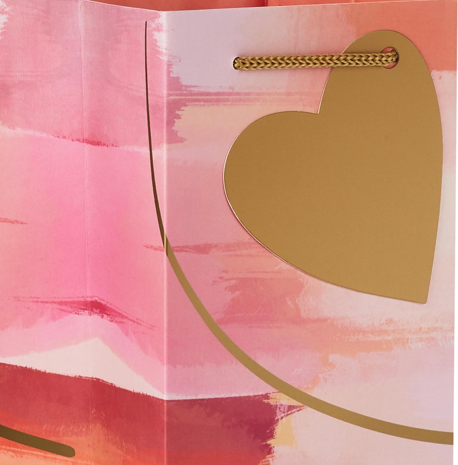 [4 Pack] Heart Gradient Wine Gift Bags – Pink & Orange Paper Bottle Bags with Gold Foil Heart and Rope Handles, Fits Wine, Champagne & Liquor Bottles, 13" H x 4" W x 4" D